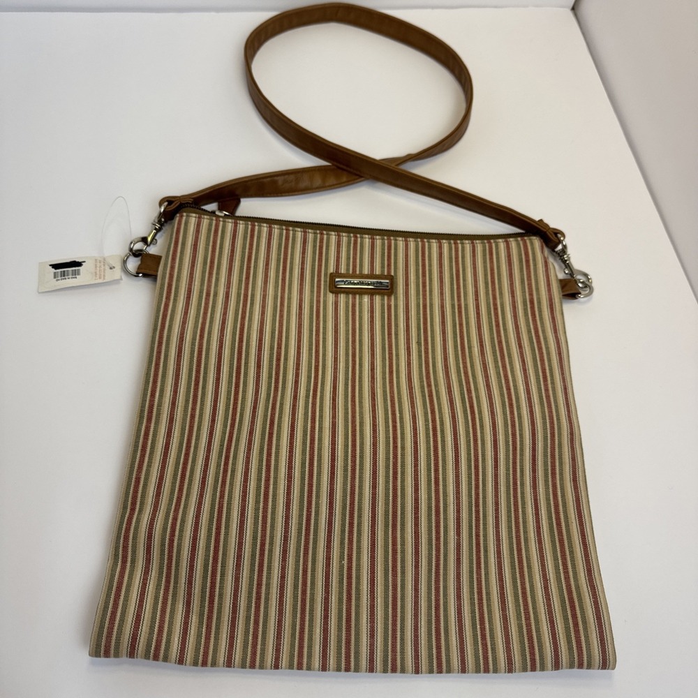 Longaberger Homestead Harvest Stripe Shoulder Bag‎ Retired Zipper Vintage